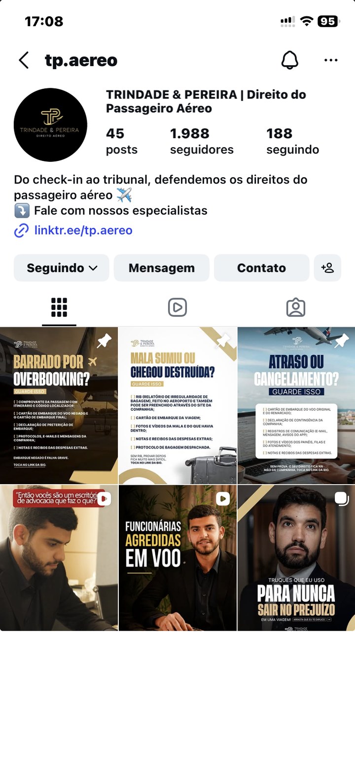 Perfil da Trindade Pereira no Instagram